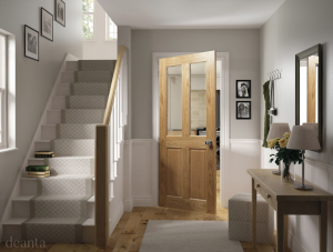 internal oak glazed door hallway to kitchen longridge timber deanta