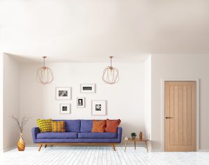 Living room interior oak internal door Longridge Timber